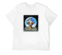 Men's Elephant Earth Tiger Panda Giraffe on Male Save Our World T-Shirts White XXL