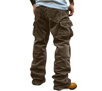 Men's Fall and Winter Corduroy Casual Retro Loose Work Pants Leg Elastic Windproof Design Casual Pants Pocket Casual Pants