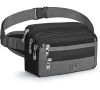 Men's Fanny Pack With 7 Zipped Pockets And Adjustable Strap Large Capacity Waist Bag For Jogging,Hiking,Camping,Black