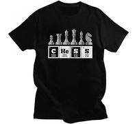 Men's Fashion Funny Chess Player Game Board Men Short-Sleeve Periodic Table of Elements Soft Cotton Tee Tops Black T-Shirts Black L