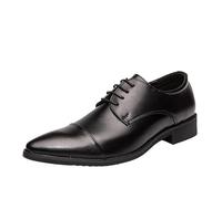 Mens Fashion Lace Up Formal Shoes Pointed Toe Leather Slip Resistant Business Uniform Footwear(Black,46 EU)