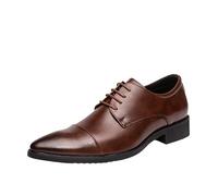 Mens Fashion Lace Up Formal Shoes Pointed Toe Leather Slip Resistant Business Uniform Footwear(Brown,44.5 EU)