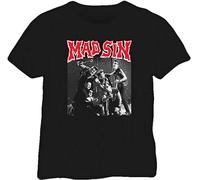 Men's Fashion Short Sleeve Round Neck Mad Sin Punk Rock Retro T Shirt Black T-Shirt Black M