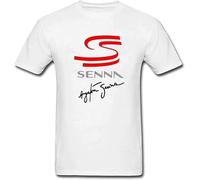 Men's Fashion T Shirt Signature Men Summer Tee FMale Clothing Printed Normal Loose Teenage Tee Shirt Ayrton Senna White Manches Courtes(Large)