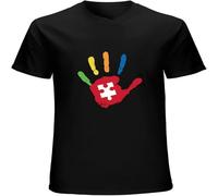 Men's Fashion T Shirts Autism Hand Autistic Aspergers Awareness Gift Present Crew-Neck t-Shirt Black XXL