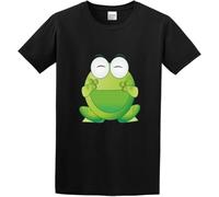 Men's Fashion T Shirts Happy Green Frog Soft and Light Black Manches Courtes(XX-Large)