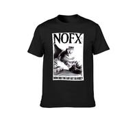 Men's Fashion T Shirts NOFX How Did The Cat Get So Fat Punk Rock Twin Needle Sleeves and Hem Black S