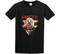 Men's Fashion T Shirts Riot Band USA Tour 81-82 Fire Down Under Retro Classic Style Black Manches Courtes(X-Large)