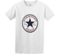 Men's Fashion T Shirts Straight Edge Drug Free Custom Personalized Short Sleeves White Manches Courtes(Large)