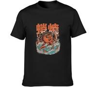 Men's Fashion T Shirts Takoyaki Demon Octopus Kaiju Anime Comfortable Fabrics to accompany You All Summer Black Manches Courtes(X-Large)