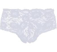 Men's Fashionable and Comfortable Lace Panties, Nightclub Stage DS Performance Clothes, See Through Triangle Pants (M,White)