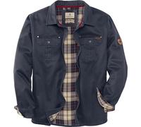 Mens Flannel Lined Waxed Cotton Shirt Jacket, Navy, Small
