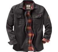 Mens Flannel Lined Waxed Cotton Shirt Jacket, Tarmac, Large