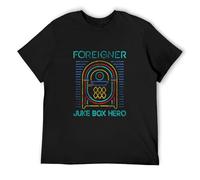 Men's Foreigner Neon Juke Box Hero Vintage Rock Band Album Concert Tour Foreigner Neon Juke Box Hero Vintage Rock Band Album Concert Tour T-Shirts Black XXL
