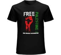 Men's Free Palestine T-Shirt End Israeli Occupation Top Gaza Freedom Protest Tee Black Manches Courtes(3X-Large)