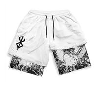 Men's Fun Anime Loose Drawstring Shorts, 2-in-1 Anime Pattern Quick Dry Mesh Sports Running Shorts(Color c,XL)