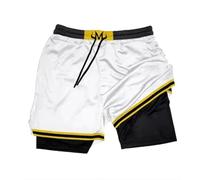 Men's Fun Anime Loose Drawstring Shorts, 2-in-1 Anime Pattern Quick Dry Mesh Sports Running Shorts(Color d,L)