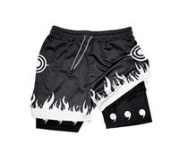 Men's Fun Anime Series Shorts, Beach Shorts, Fitness Gears Anime Loose Fit Drawstring Short Pant for Men(F,L)