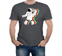 Men's Funky Spaceman T Shirt Short Sleeve Round Neck Clothing Grey S