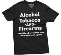 Men's Funny ATF Alcohol Tobacco Firearms T-Shirt Convenience Store Government Agency Tee(Large)