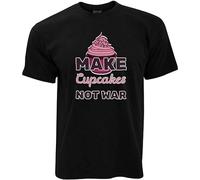 Men's Funny Food Make Cupcakes Not War Joke Baking Chef Cook Cute Graphic Top Printed Tee Mens Shirt-Black T-Shirts Black 3XL