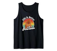 Mens Funny Retro Vintage Life is Better Pomeranian Lover Débardeur