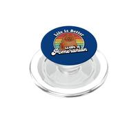 Mens Funny Retro Vintage Life is Better Pomeranian Lover PopSockets PopGrip pour MagSafe