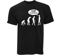 Mens Funny Stop Following Me Novelty T Shirt Evolution Science Geek Nerd Tshirt Black Manches Courtes(Large)