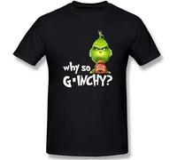 Men's Funny Why So Grincher and Grinches Christmasy Basic Short Sleeve European Size T-Shirts Black 3XL
