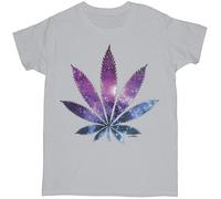 Men's Galaxy Weed Leaf Adult Humor T Shirt Marijuana Galaxy Leaf Popular Tees Grey XL