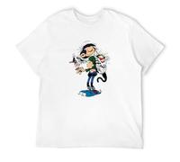 Men's Gaston Lagaffe Comics 100% Cotton S The Twins of Gambler Personalize Homme Funny Clothing T-Shirts White L