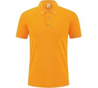 Mens Golf Polo Shirt Breathable Solid Color Short Sleeve Casual Top for Workout or Beach(Yellow,S)