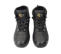 MENS GRAFTERS BLACK LEATHER WATERPROOF WIDE FIT LACE UP SAFETY BOOTS M9508A KD-UK 9 (EU 43)
