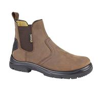 MENS GRAFTERS BROWN LEATHER WIDE FITTING CHELSEA DEALER SAFETY BOOTS M9509B KD-UK 9 (EU 43)