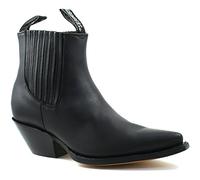MENS GRINDERS MUSTANG BLACK LEATHER WESTERN ANKLE COWBOY BOOTS -UK 8 (EU 42)
