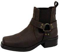 MENS GRINGO'S HARLEY BROWN HARNESS GUSSET WAXY LEATHER BIKER COWBOY BOOTS M486B-UK 8 (EU 42)