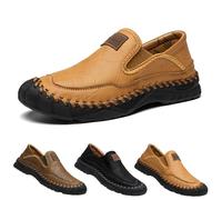 Men's Handmade Leather Orthopedic Outdoor Loafers-Casual Breathable Slip on Business Moccasins, Comfortable Non-Slip Driving Walking Travel Shoes (Brown,43)