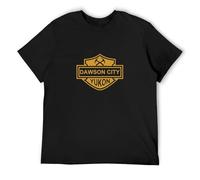 Men's Handmade Tee Dawson City Yukon Vintage Look Black Gold Silver T-Shirts Black XL