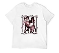 Men's Hanoi Rocks 80S Heavy Metal Glam Retro Rock Distressed Heather Tee T-Shirts White M