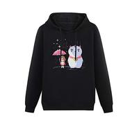 Men's Heavyweight Hooded Bee and Puppycat in The Rain Long Sleeve Sweatshirts Black S