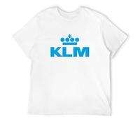 Men's Heavyweight Hooded KLM Royal Dutch Airline Bottoming Short Sleeve Crew Neck T-Shirts White S