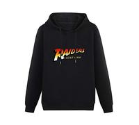 Men's Heavyweight Hooded Raiders of The Lost Ark Indiana Jones Logo Long Sleeve Sweatshirts Black L