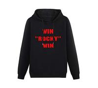Men's Heavyweight Hooded Rocky Win Long Sleeve Sweatshirts Black M