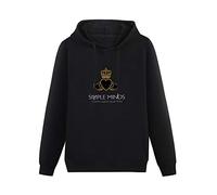 Men's Heavyweight Hooded Simple Minds Band Logo Long Sleeve Sweatshirts Black XL