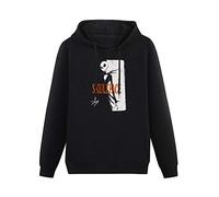 Men's Heavyweight Hooded Skull Face Jack Skellington Graphic Clothing Long Sleeve Sweatshirts Black L