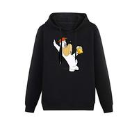 Men's Heavyweight Hooded Wantai Droopy Dog Holding Cup Custom Cool Long Sleeve Sweatshirts Black L