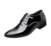 Men's Height Increase Leather Tuxedo Shoes Comfortable Pointed Toe for Wedding Formal French Style(38 EU)