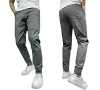 Men's High Stretch Multi-Pocket Skinny Cargo Pants,Outdoor Casual Drawstring Joggers Pants Cargo Pants Work Pants,Lightweight Fast Dry Stretch Sweatpants for Men Travel Hiking (35(82-90kg), Gray)