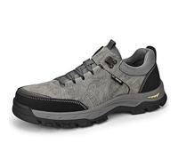 Men's Hiking Shoes Durable Suede/Mesh Upper Non-Slip Outdoor Trekking Sneakers(Gray,38 EU)