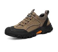 Men's Hiking Shoes Leather Upper Non-Slip Rubber Sole Outdoor Trekking Sneakers(Brown,41 EU)